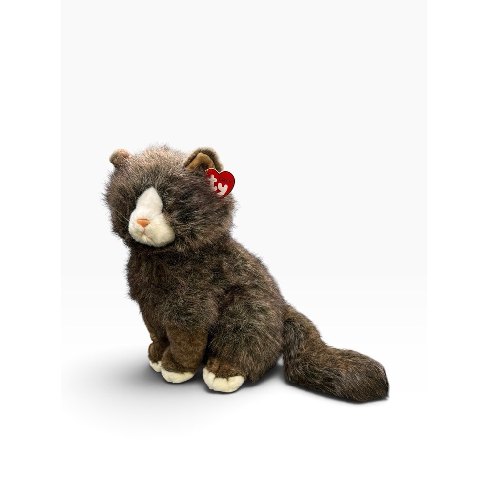 TY Classic 1999 Plush Prissy Brown Sitting Cat 12" Realistic Stuffed Animal
